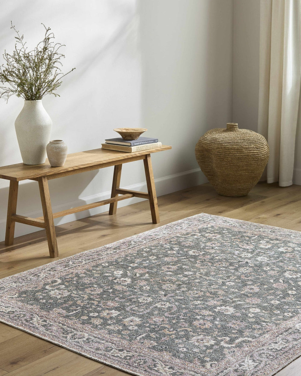 Anando Traditional Style Green And Rust Washable Rug - The Rug Decor