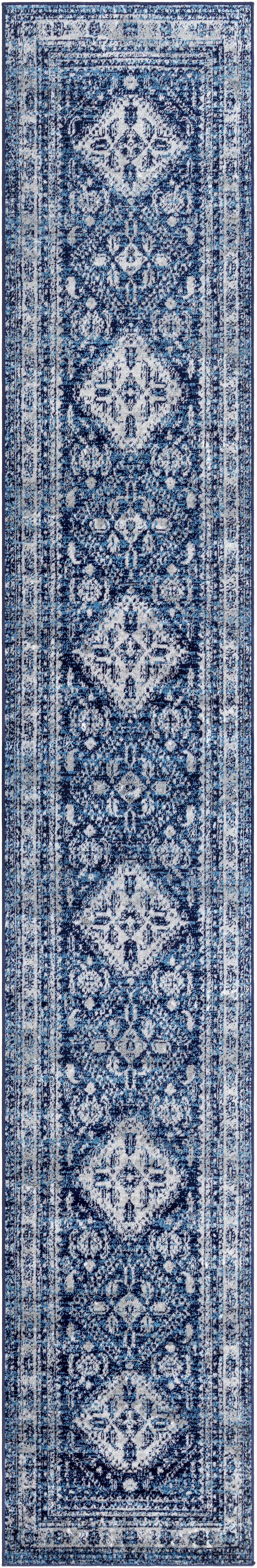 Andes Blue And gray Traditional Medallion Design Area Rug