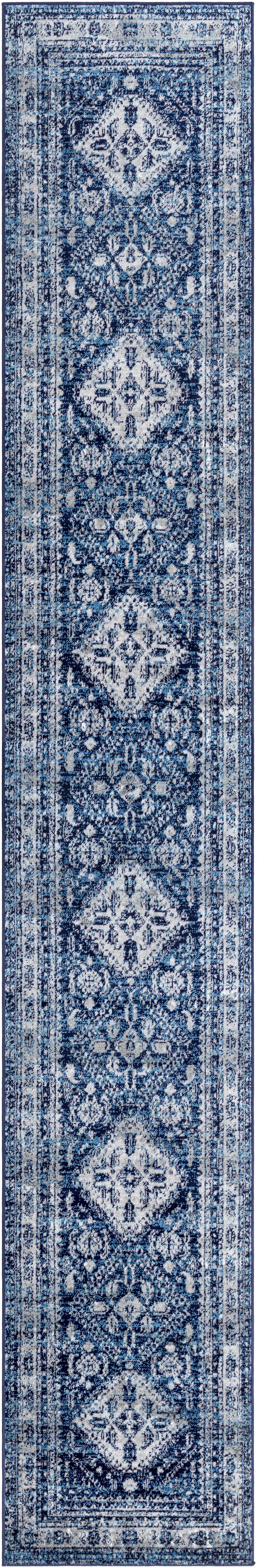 Andes Blue And gray Traditional Medallion Design Area Rug