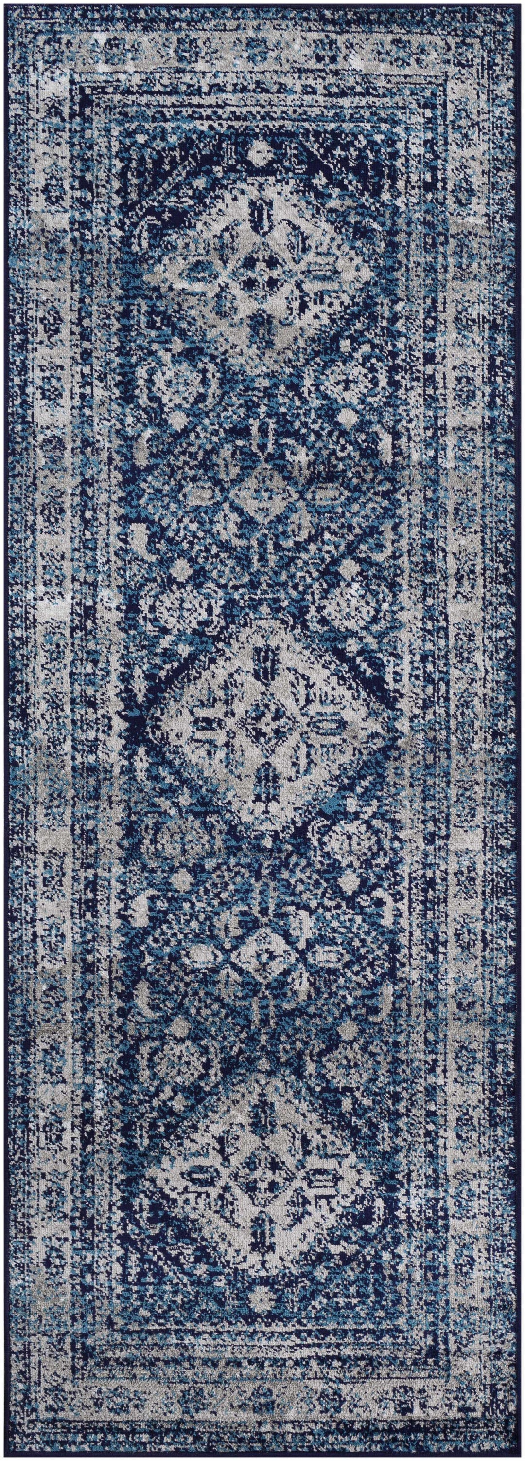Andes Blue And gray Traditional Medallion Design Area Rug