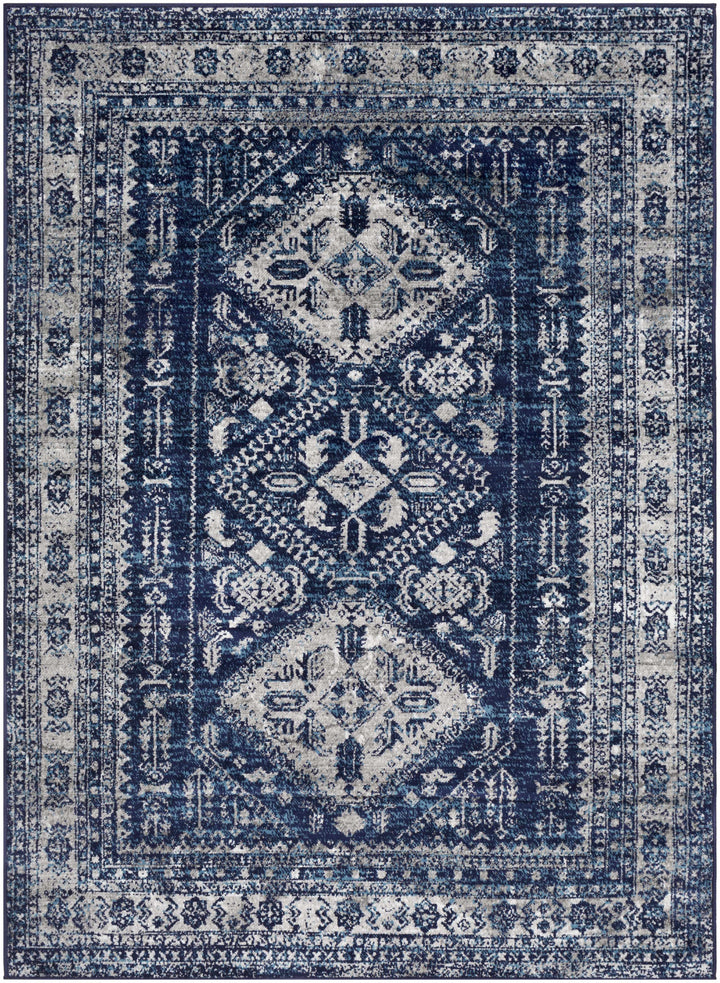 Andes Blue And gray Traditional Medallion Design Area Rug