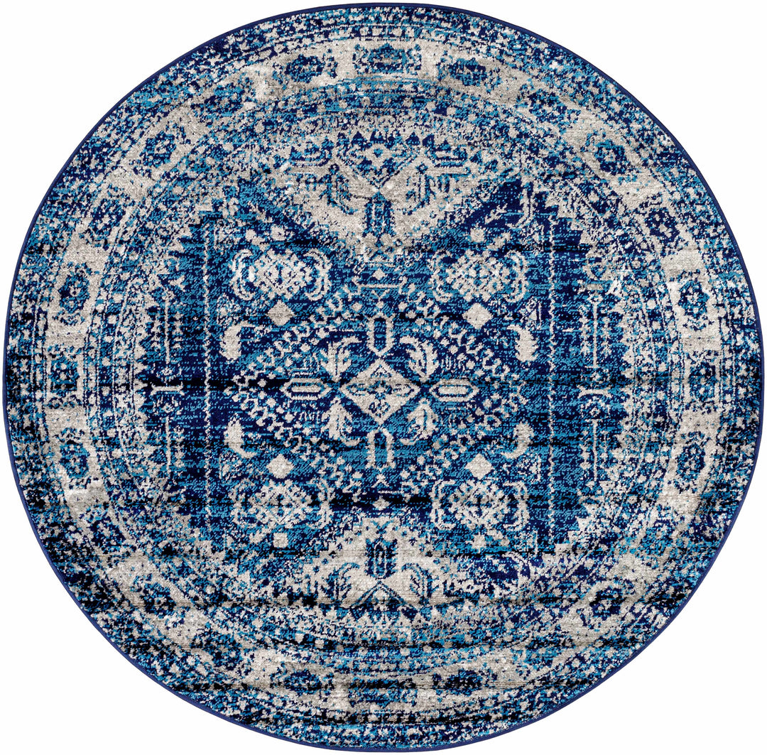 Andes Blue And gray Traditional Medallion Design Area Rug