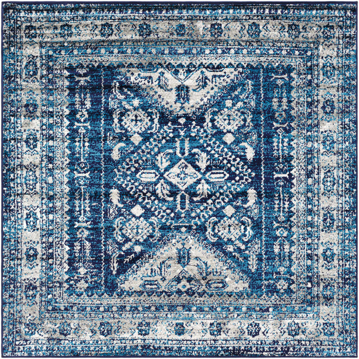 Andes Blue And gray Traditional Medallion Design Area Rug