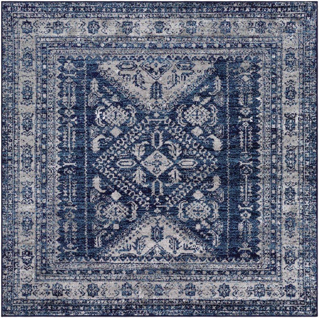 Andes Blue And gray Traditional Medallion Design Area Rug