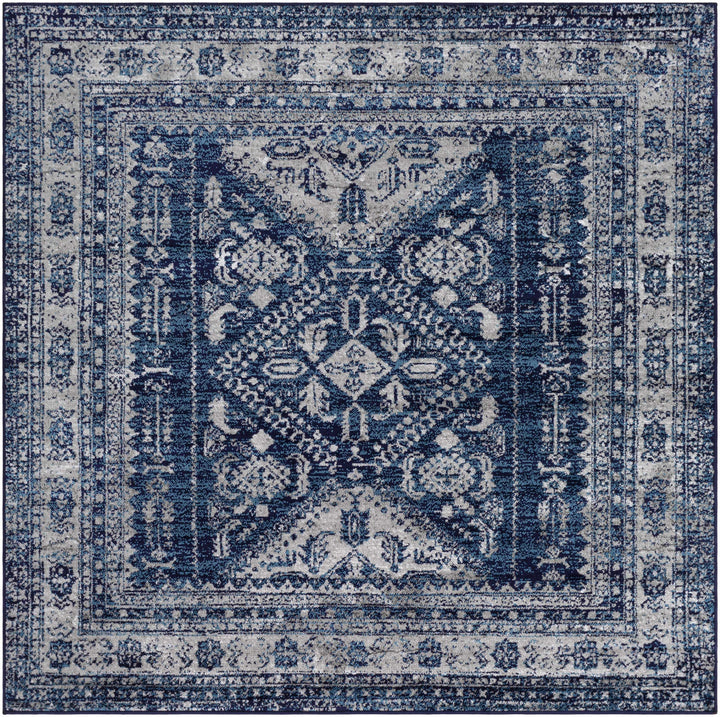 Andes Blue And gray Traditional Medallion Design Area Rug