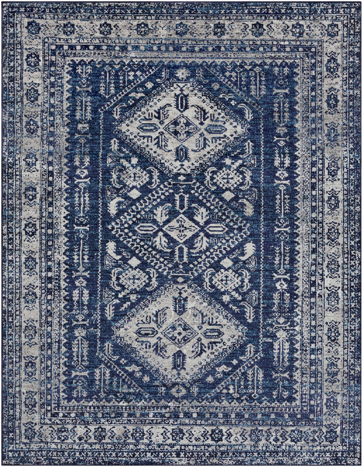 Andes Blue And gray Traditional Medallion Design Area Rug