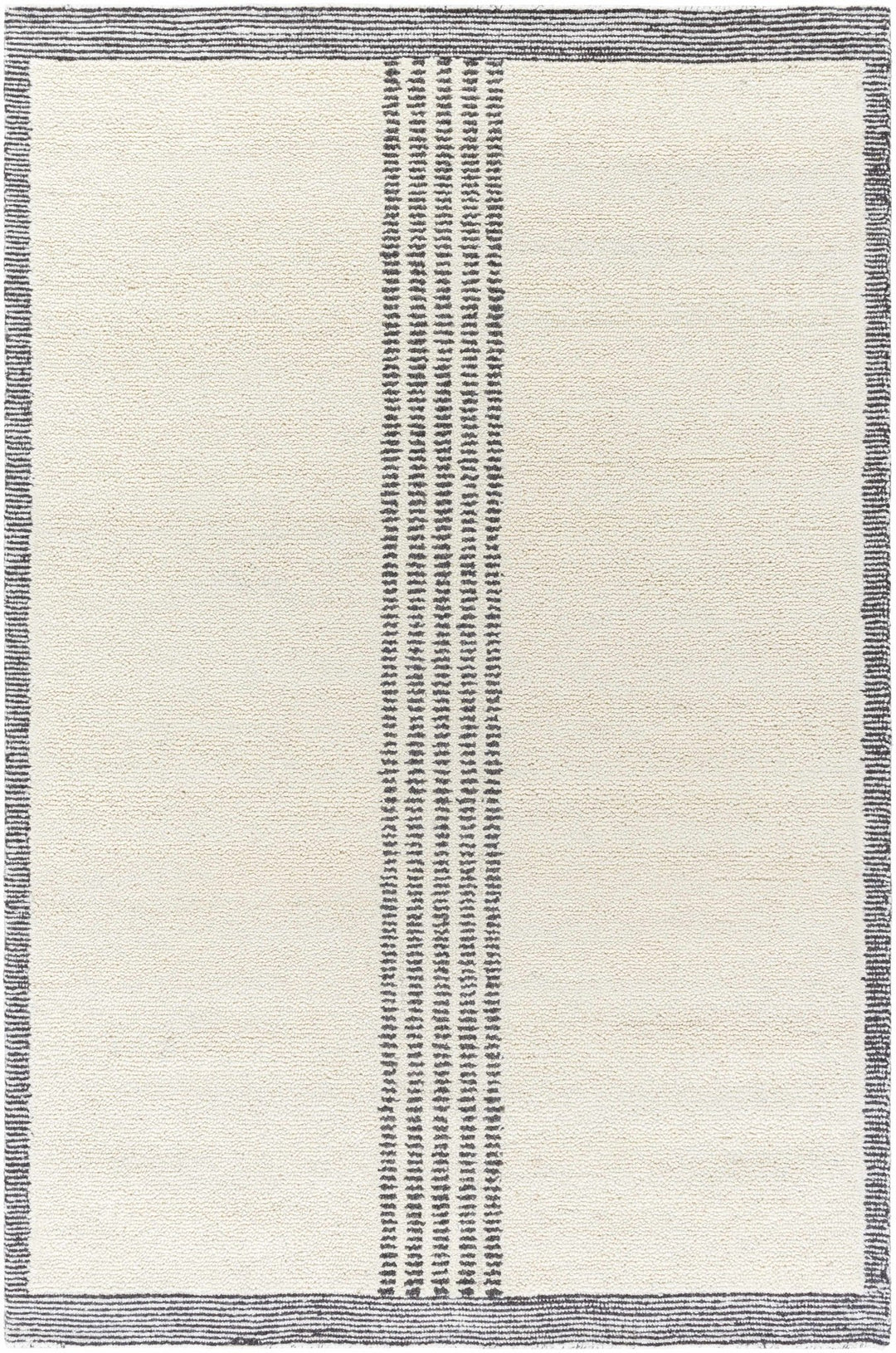 Ande Modern Stripe Pattern Ivory And Charcoal Hand Tufted Wool Area Rug - The Rug Decor