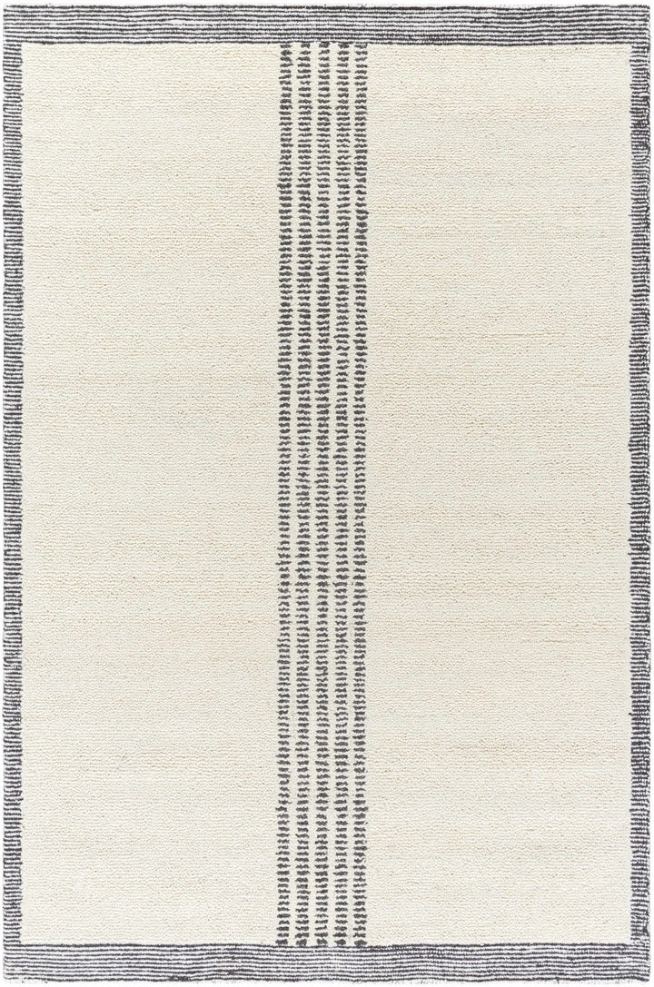 Ande Modern Stripe Pattern Ivory And Charcoal Hand Tufted Wool Area Rug - The Rug Decor
