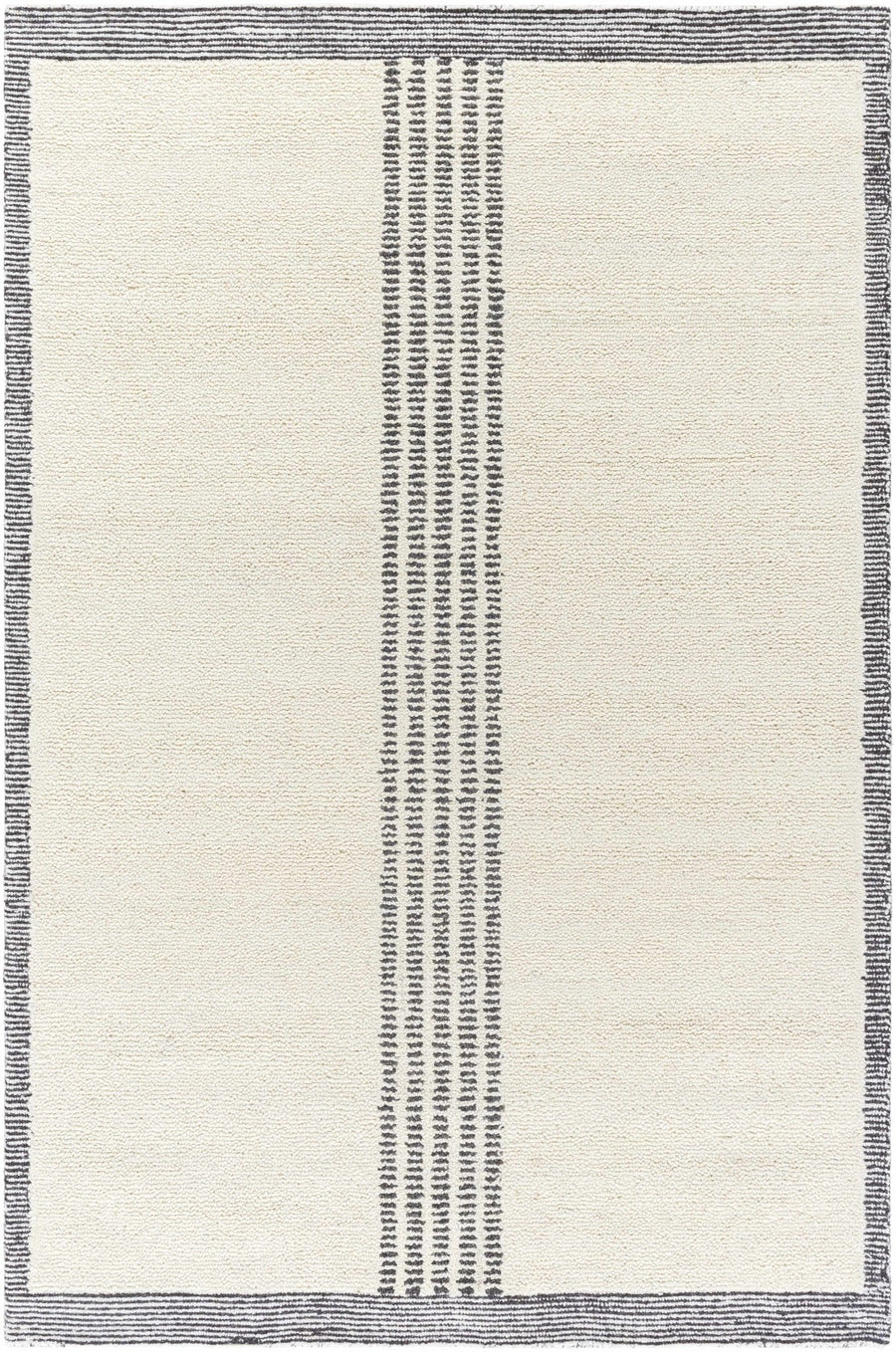 Ande Modern Stripe Pattern Ivory And Charcoal Hand Tufted Wool Area Rug - The Rug Decor