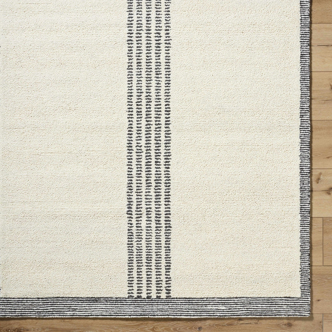 Ande Modern Stripe Pattern Ivory And Charcoal Hand Tufted Wool Area Rug - The Rug Decor
