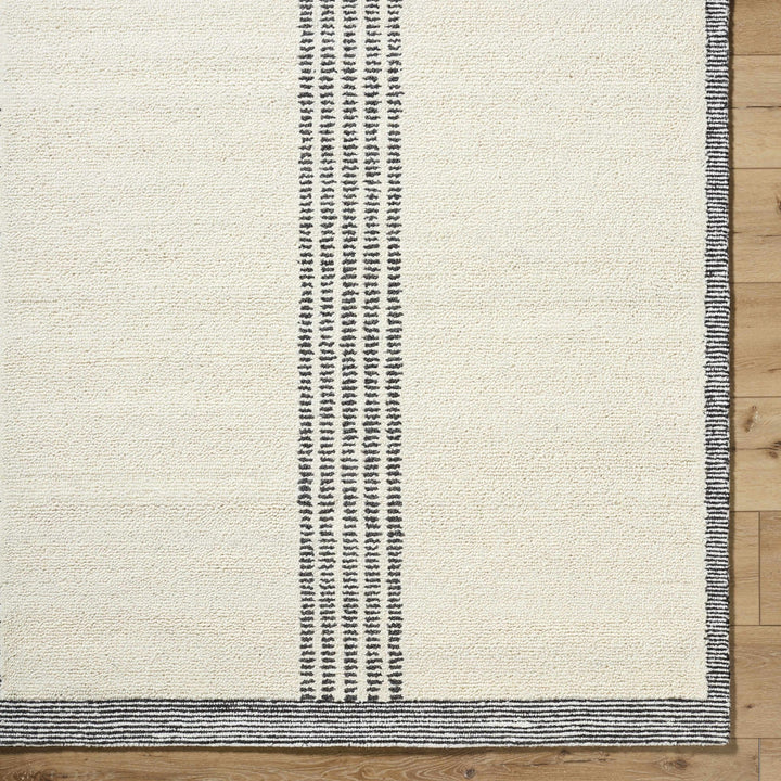 Ande Modern Stripe Pattern Ivory And Charcoal Hand Tufted Wool Area Rug - The Rug Decor