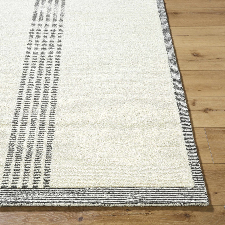 Ande Modern Stripe Pattern Ivory And Charcoal Hand Tufted Wool Area Rug - The Rug Decor