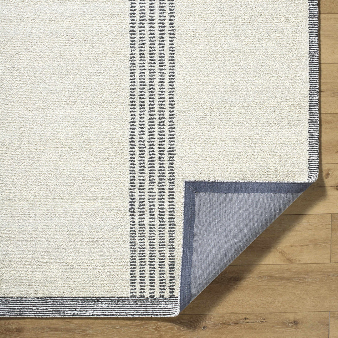 Ande Modern Stripe Pattern Ivory And Charcoal Hand Tufted Wool Area Rug - The Rug Decor