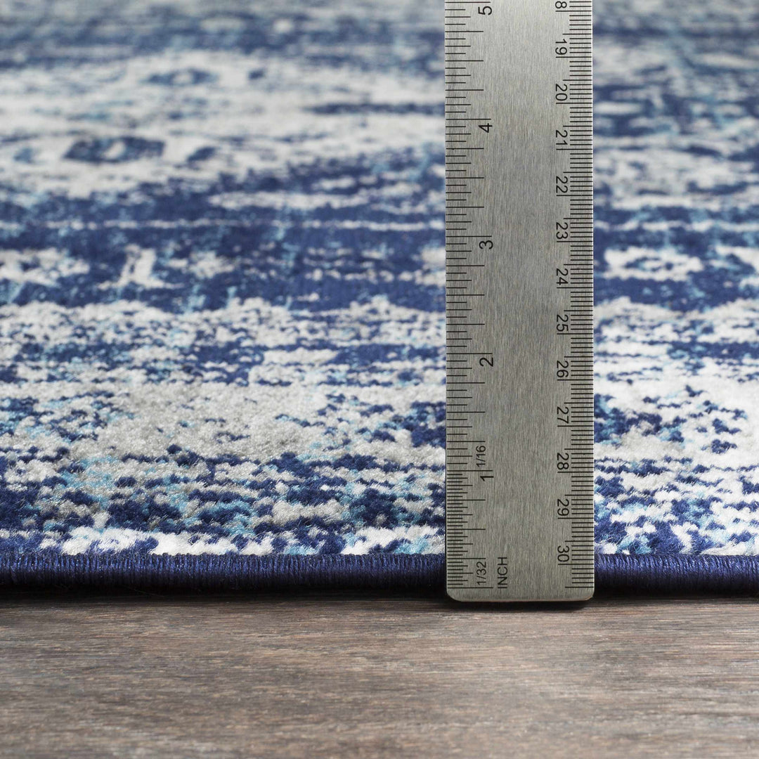 Andes Blue And gray Traditional Medallion Design Area Rug