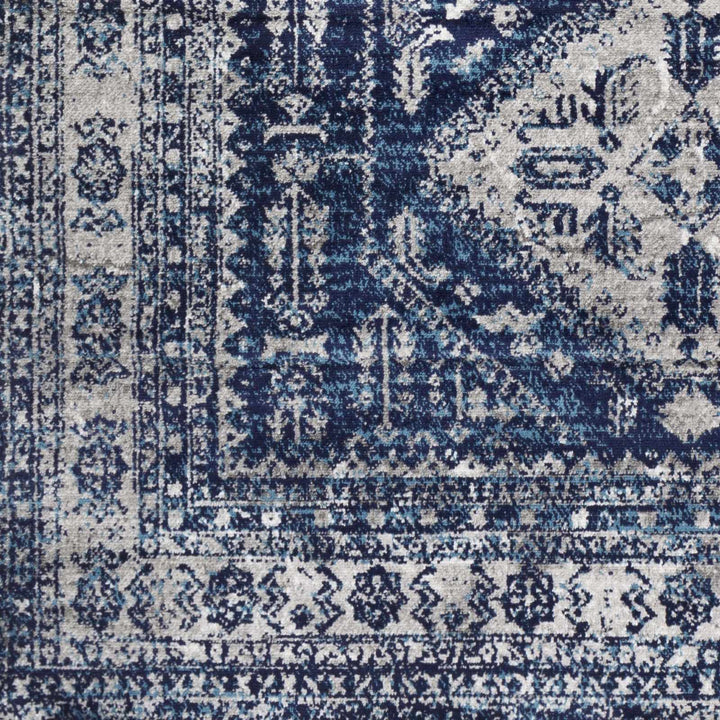 Andes Blue And gray Traditional Medallion Design Area Rug