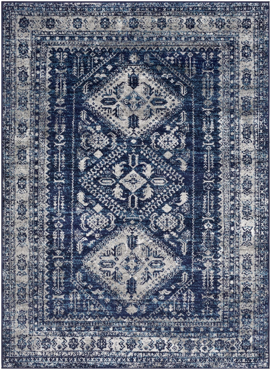 Andes Blue And gray Traditional Medallion Design Area Rug - The Rug Decor
