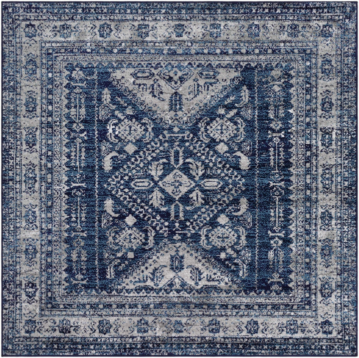 Andes Blue And gray Traditional Medallion Design Area Rug - The Rug Decor