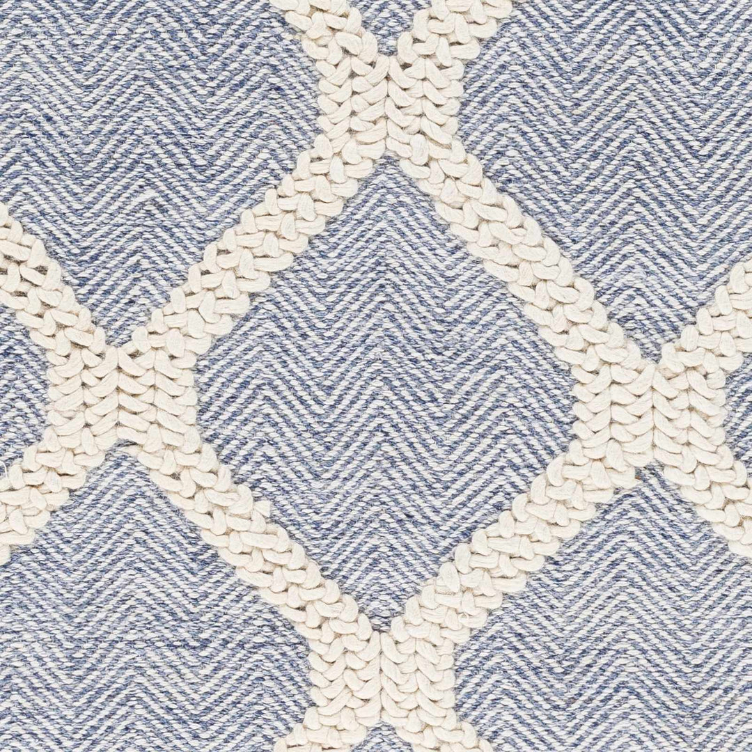 Andra Geometrical Blue And Ivory Hand Woven Wool Rug - The Rug Decor