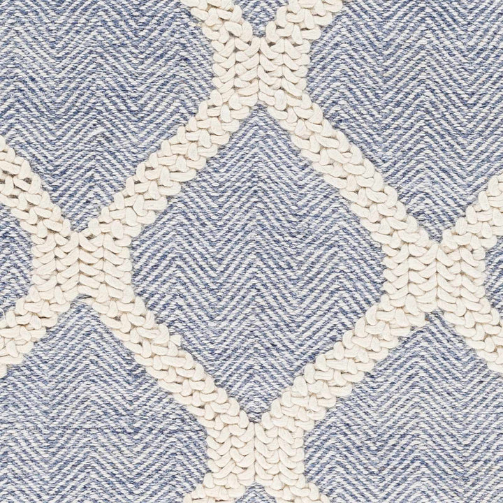 Andra Geometrical Blue And Ivory Hand Woven Wool Rug - The Rug Decor