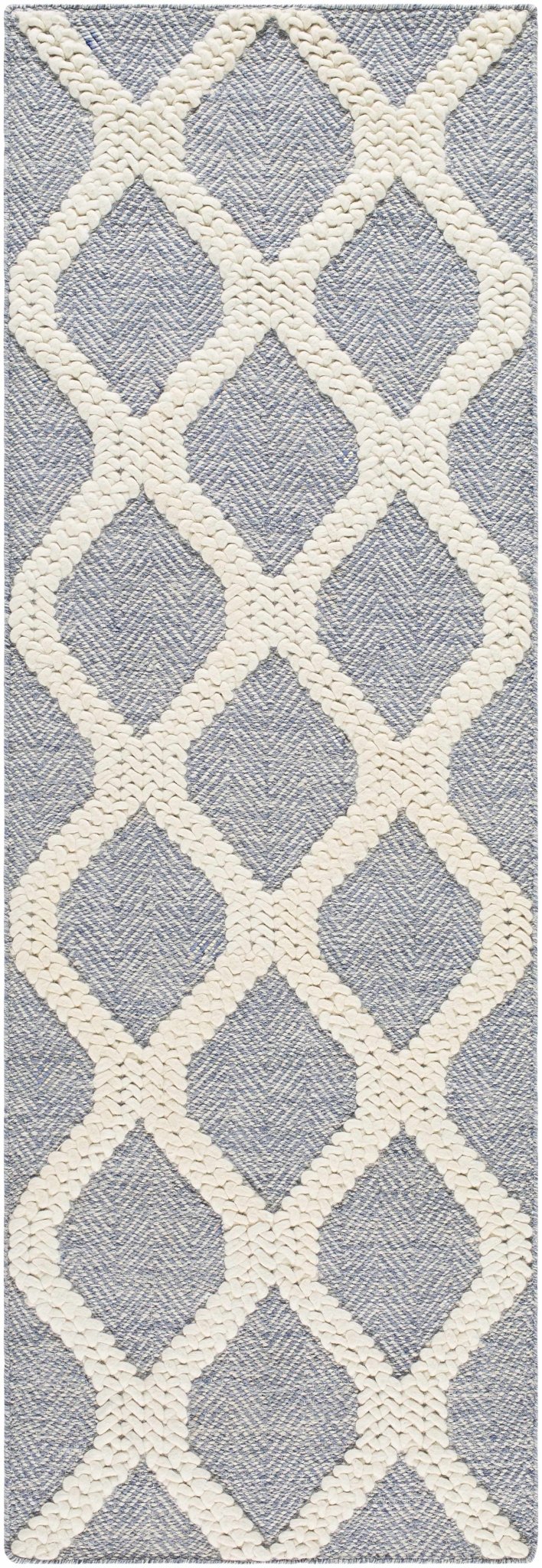 Andra Geometrical Blue And Ivory Hand Woven Wool Rug - The Rug Decor