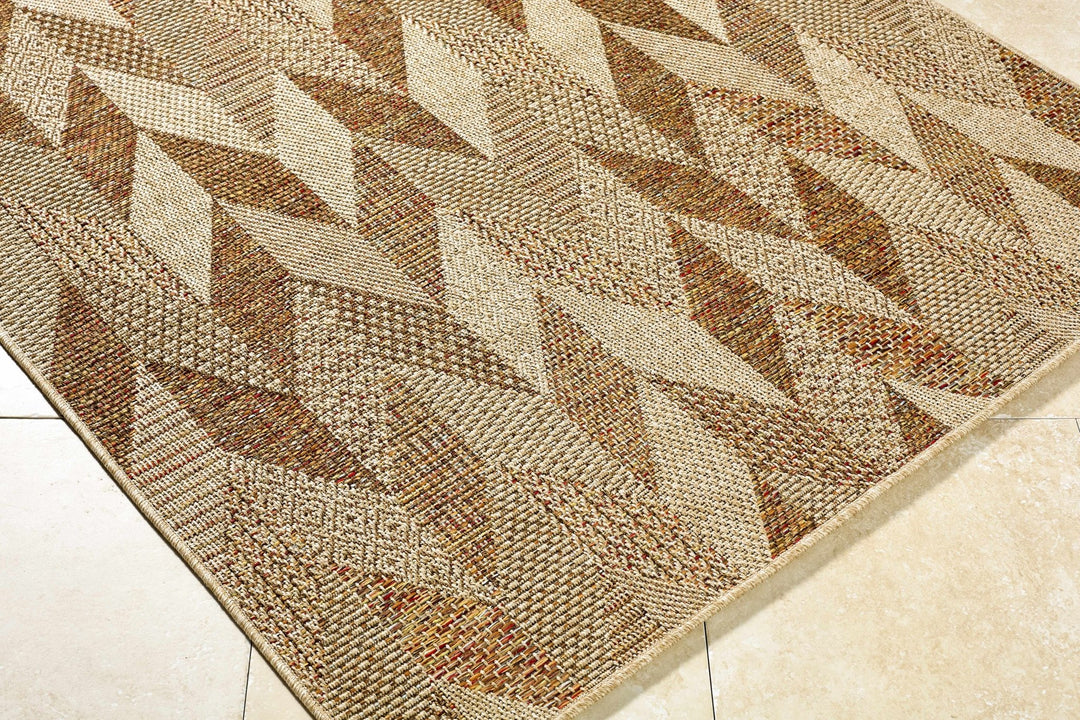 Andrea Contemporary Geometrical Tan And Brown Rug - The Rug Decor