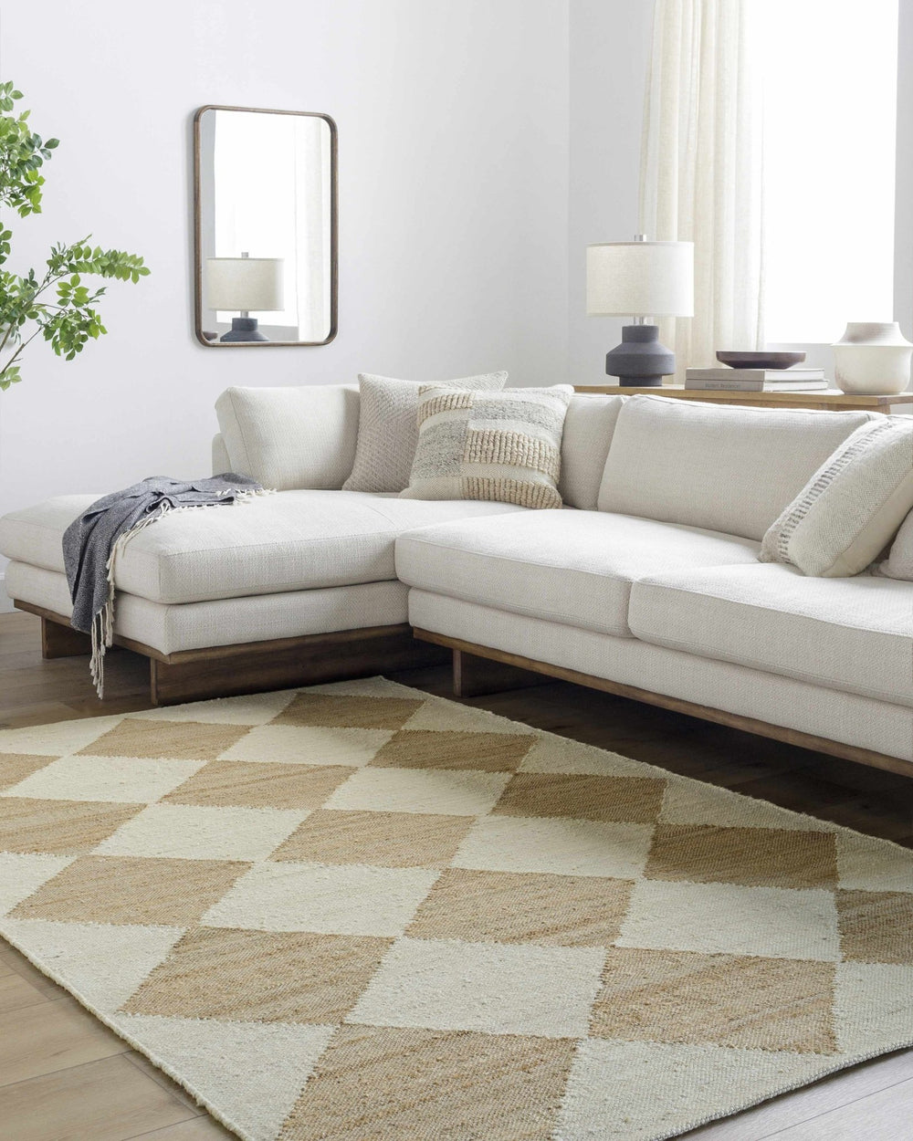 Andrin Modern Geometrical Beige And Ivory Rug - The Rug Decor
