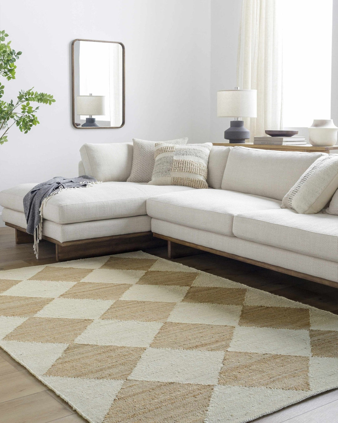 Andrin Modern Geometrical Beige And Ivory Rug - The Rug Decor