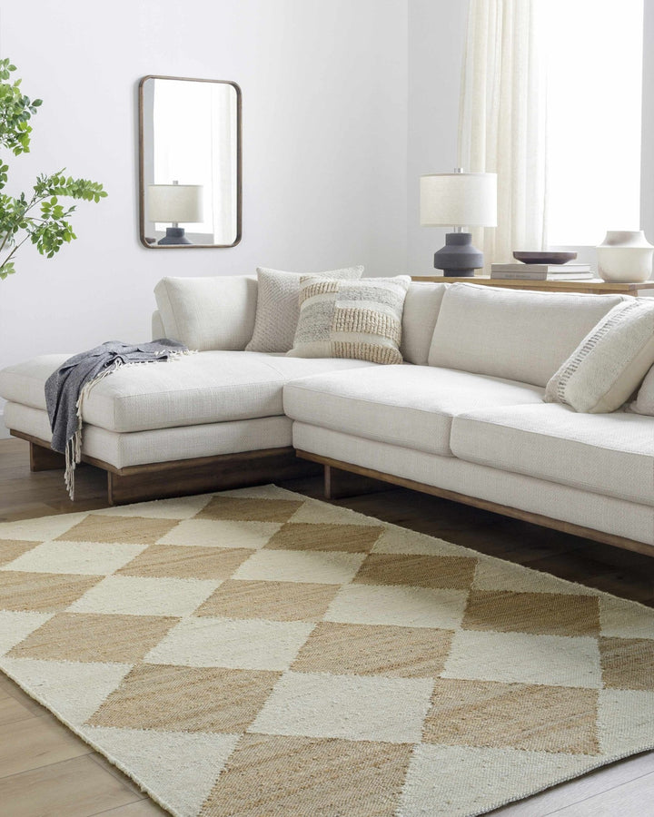 Andrin Modern Geometrical Beige And Ivory Rug - The Rug Decor