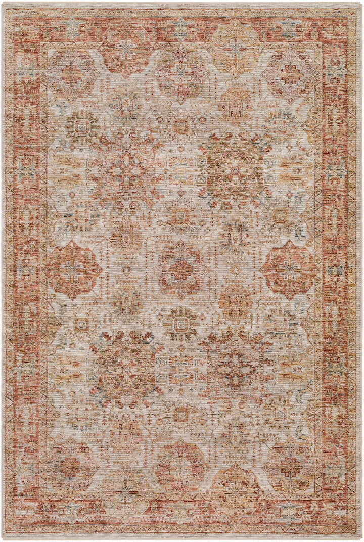 Ange Rust And Beige Traditional Style Area Rug - The Rug Decor