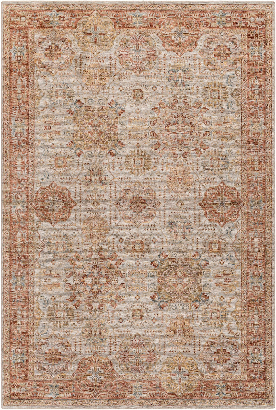 Ange Rust And Beige Traditional Style Area Rug - The Rug Decor