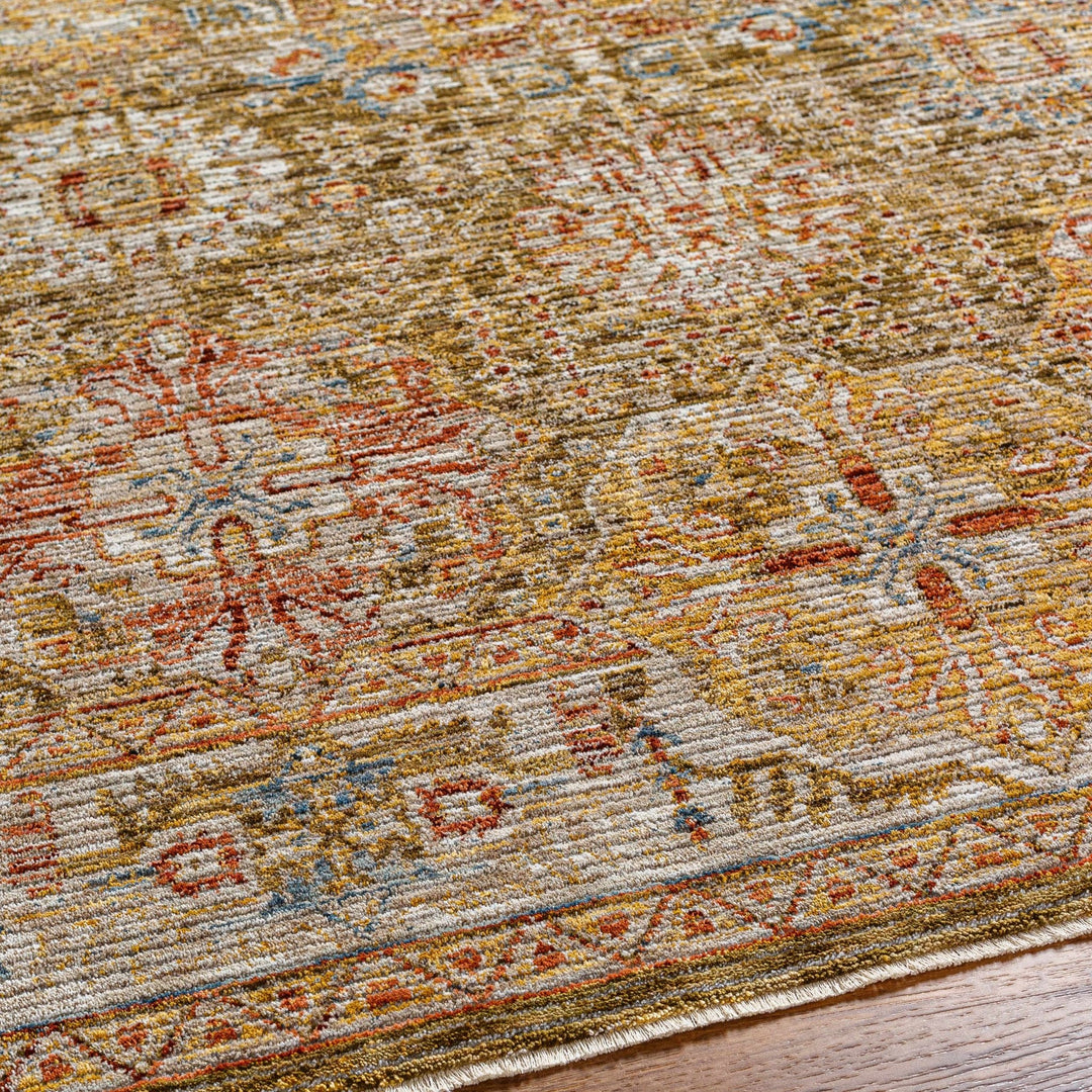 Ange Traditional Medallion Design Olive And Rust Area Rug - The Rug Decor