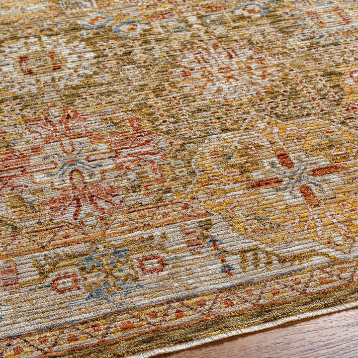 Ange Traditional Medallion Design Olive And Rust Area Rug - The Rug Decor