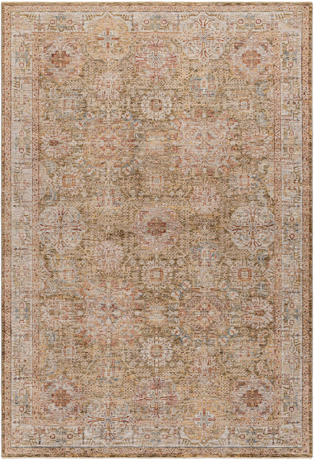 Ange Traditional Medallion Design Olive And Rust Area Rug - The Rug Decor