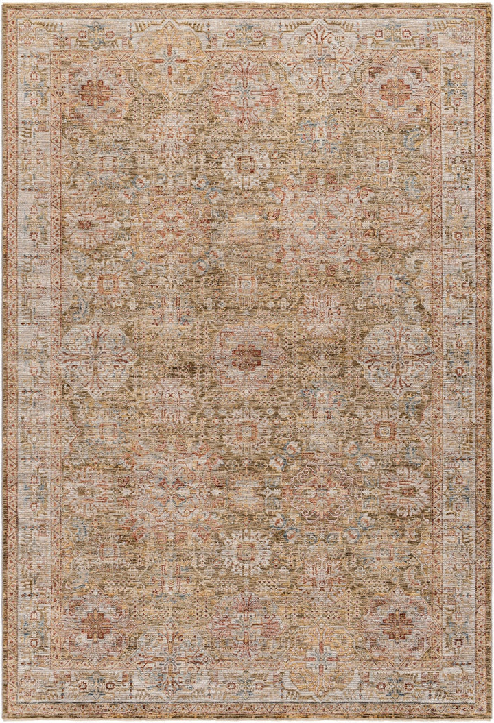 Ange Traditional Medallion Design Olive And Rust Area Rug - The Rug Decor
