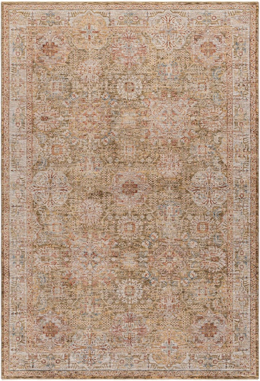 Ange Traditional Medallion Design Olive And Rust Area Rug - The Rug Decor