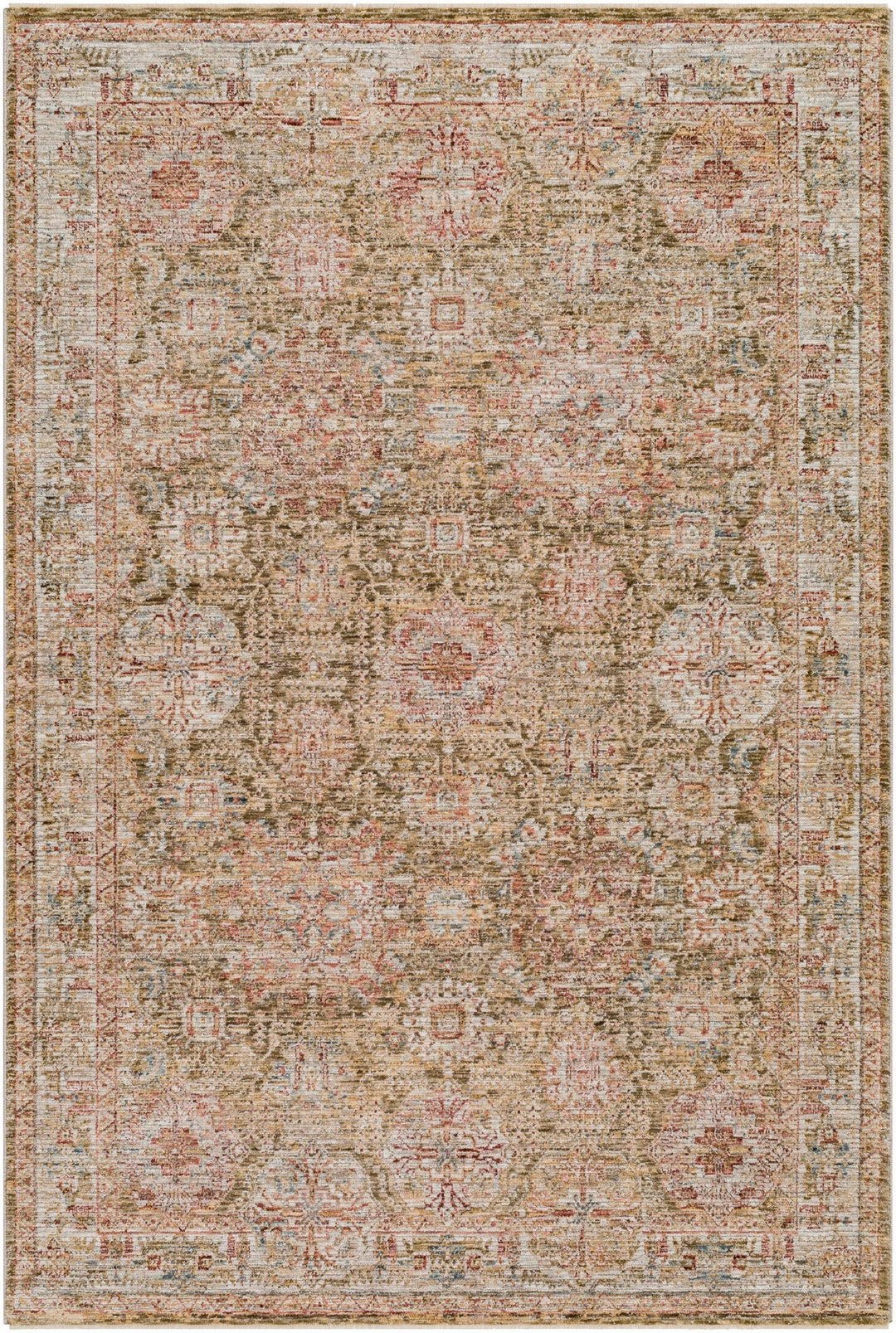 Ange Traditional Medallion Design Olive And Rust Area Rug - The Rug Decor