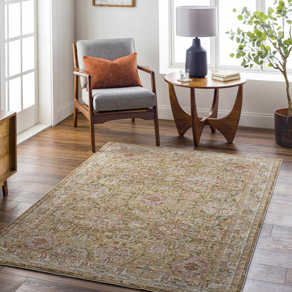 Ange Traditional Medallion Design Olive And Rust Area Rug - The Rug Decor