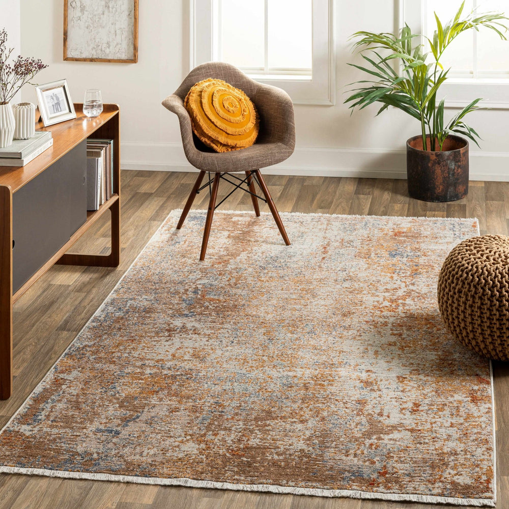 Angono Contemporary Abstract Brown And Rust Rug - The Rug Decor