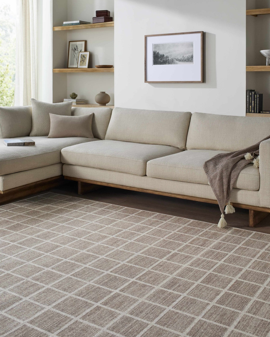 Anicet Modern Geometrical Beige Wool Area Rug - The Rug Decor