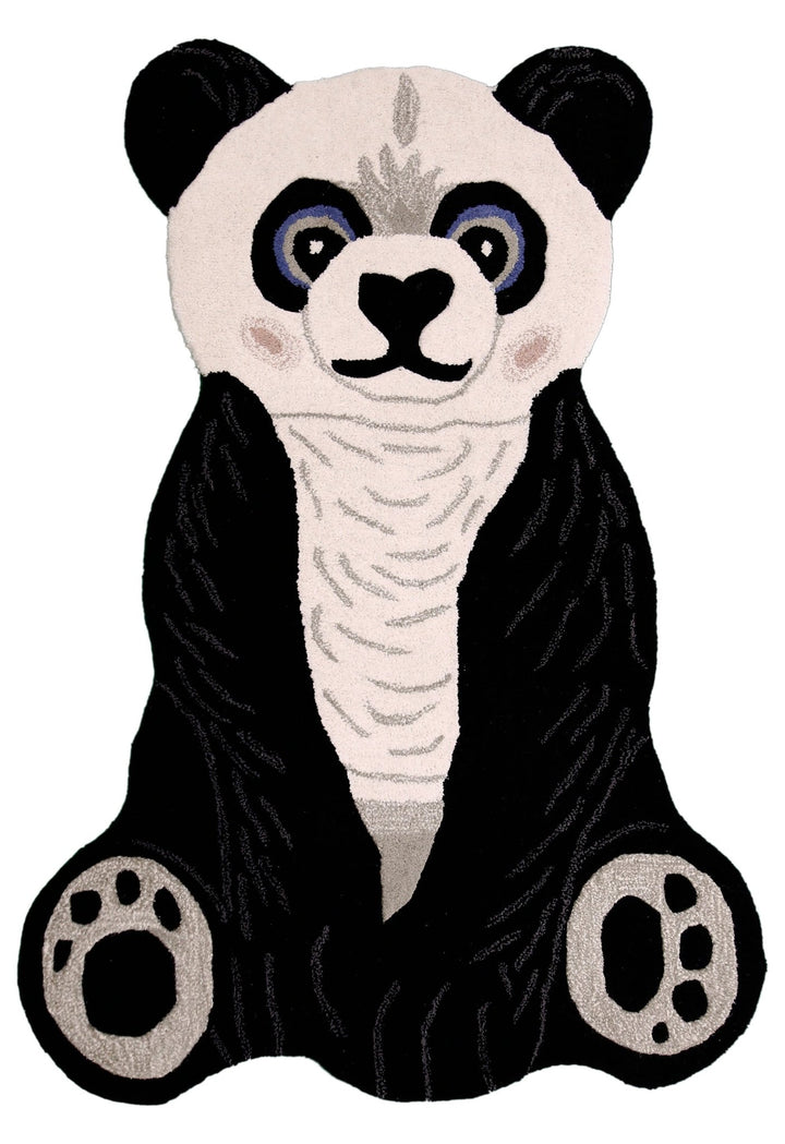 Animal Black Panda Hand Tufted 3x5 Wool Area Rug - The Rug Decor