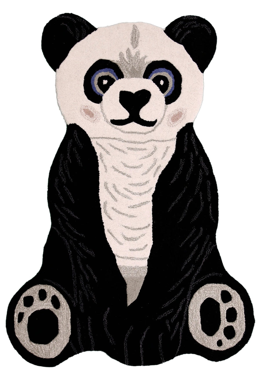 Animal Black Panda Hand Tufted 3x5 Wool Area Rug - The Rug Decor