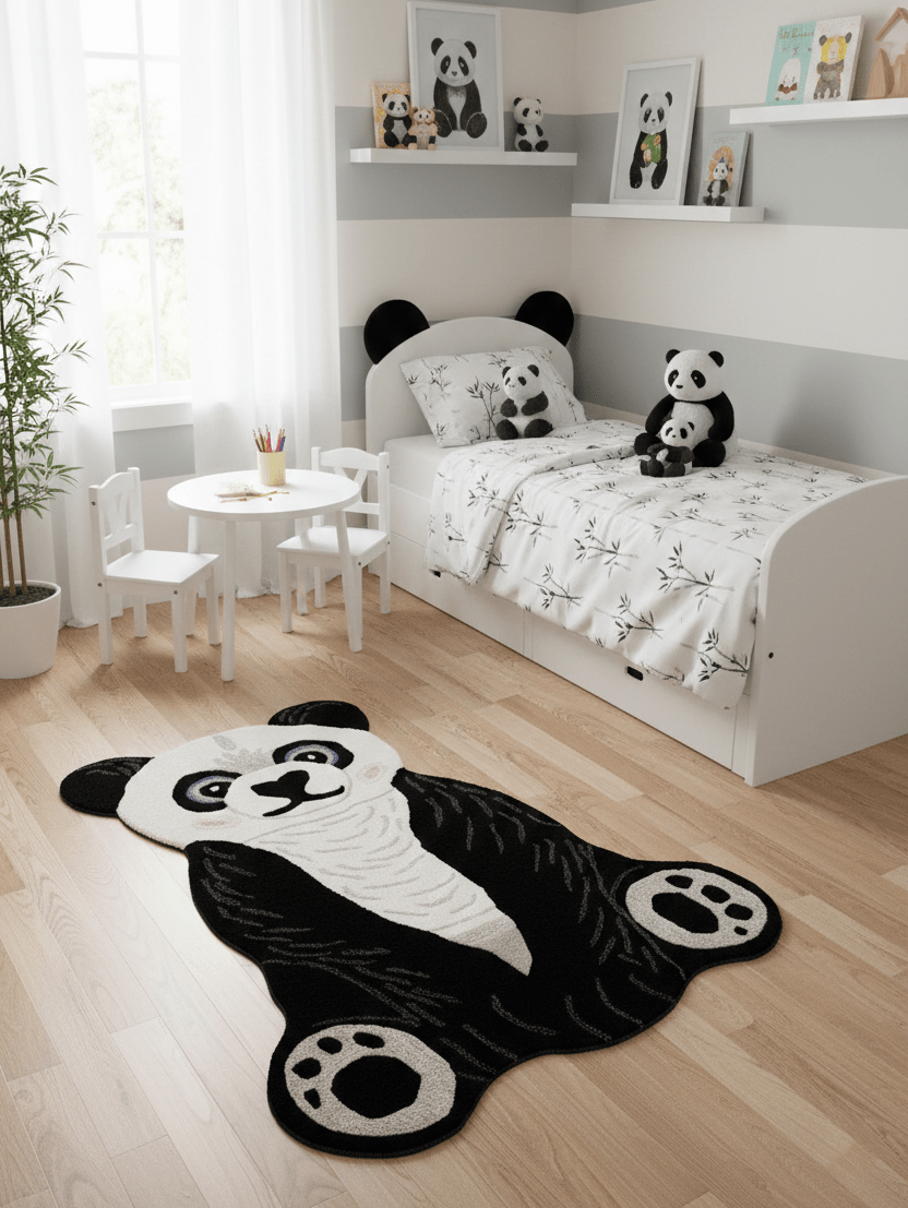 Animal Black Panda Hand Tufted 3x5 Wool Area Rug - The Rug Decor