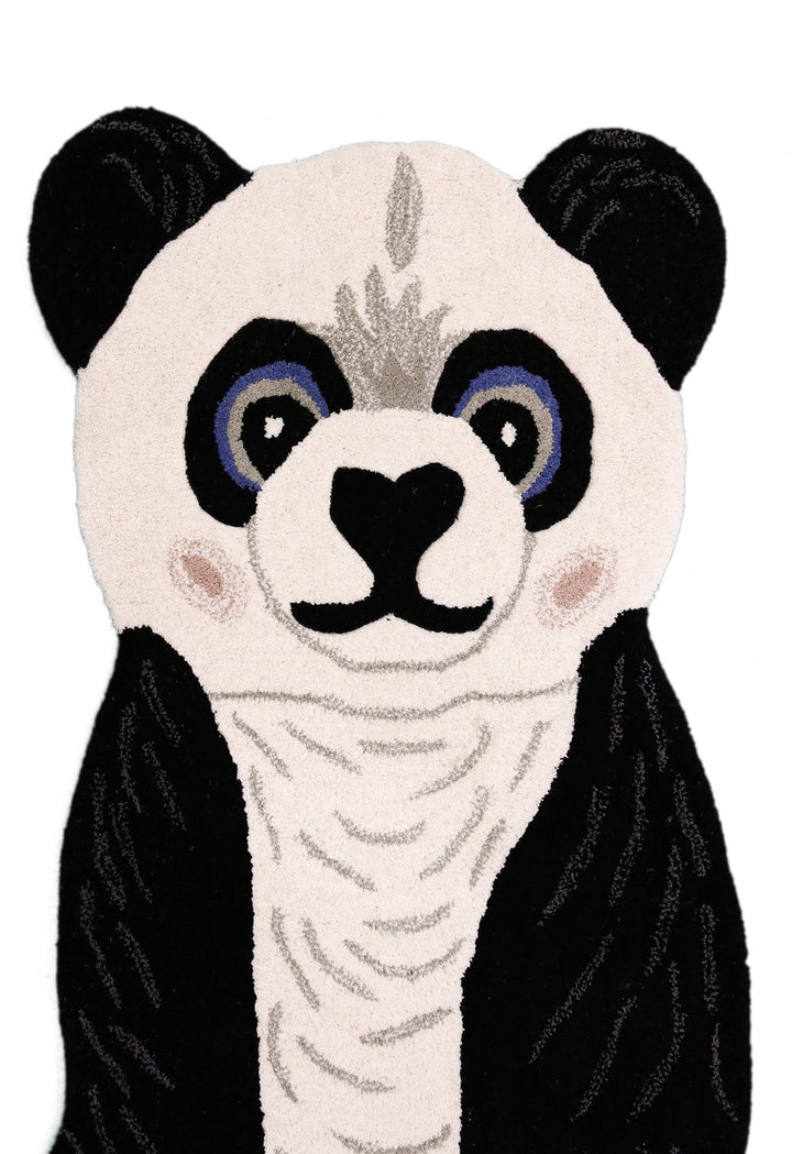 Animal Black Panda Hand Tufted 3x5 Wool Area Rug - The Rug Decor