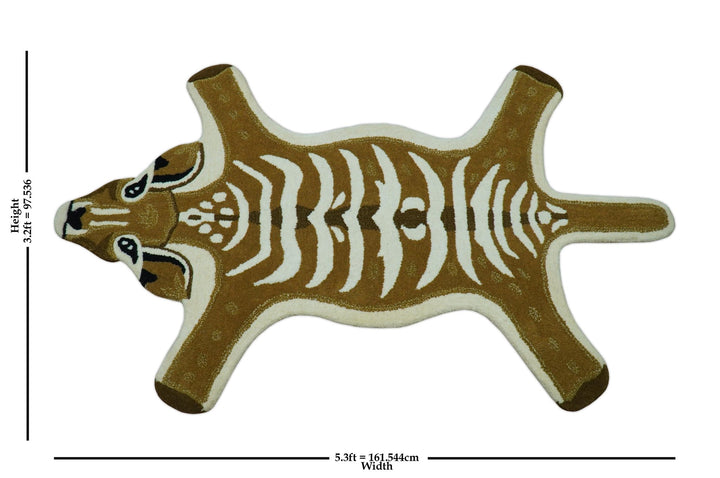 Animal Deer Brown Hand Tufted 3x5 Wool Area Rug - The Rug Decor