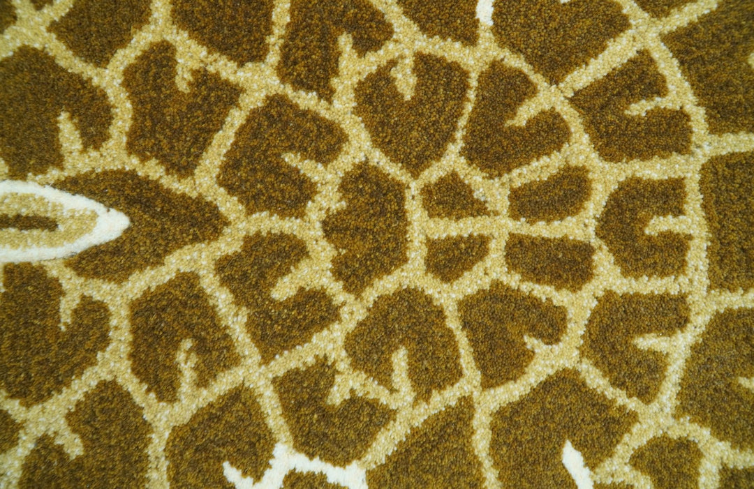 Animal Giraffe Brown Hand Tufted 3x5 Wool Area Rug - The Rug Decor