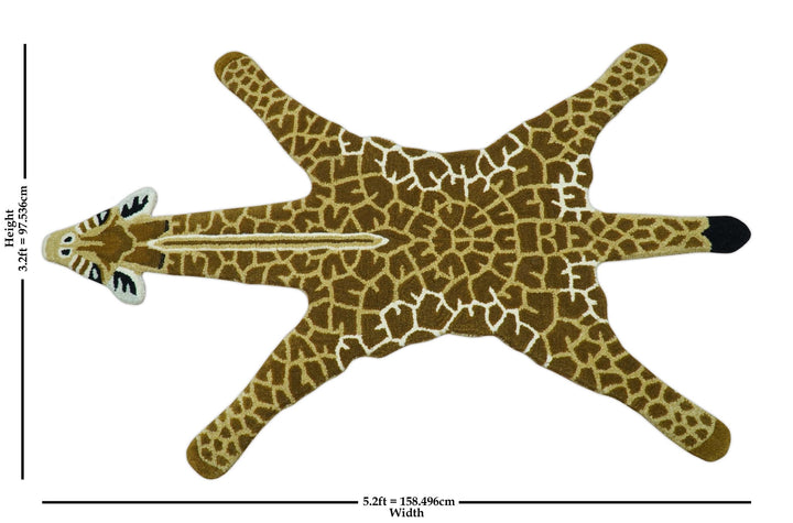 Animal Giraffe Brown Hand Tufted 3x5 Wool Area Rug - The Rug Decor