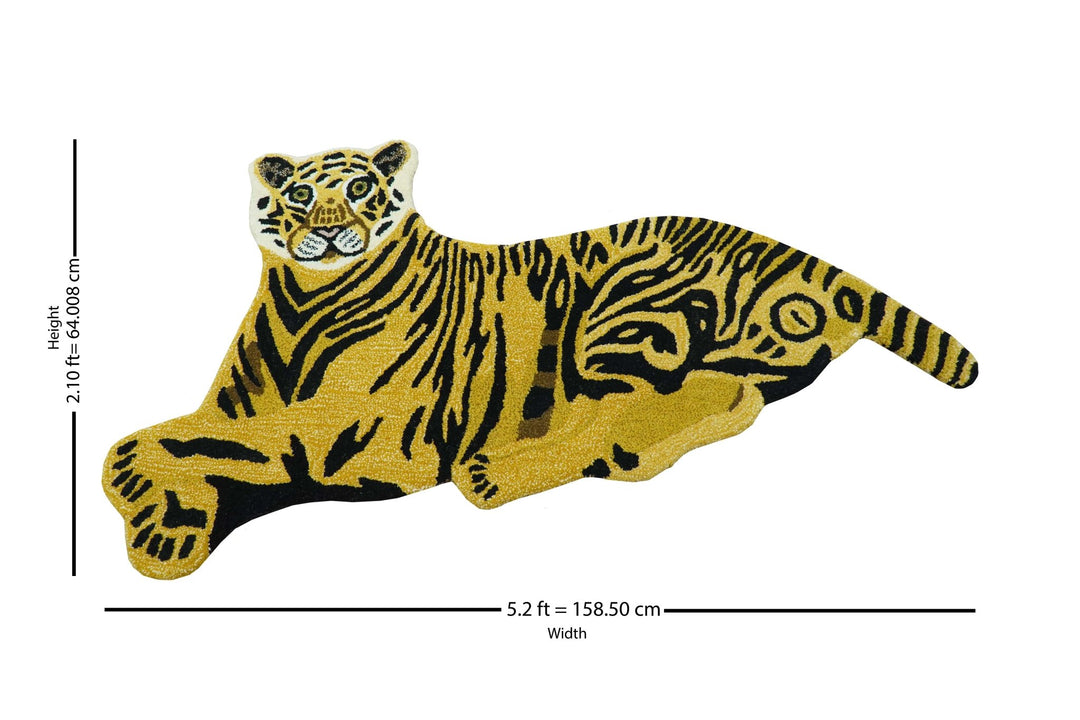 Animal Gold Tiger 3x5 Hand Tufted Wool Area Rug - The Rug Decor