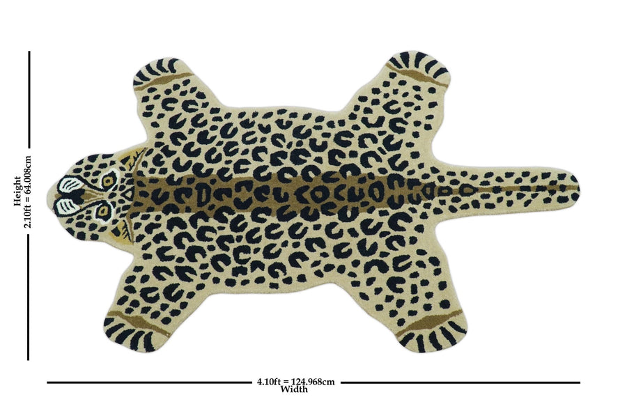Animal Leopard Beige Hand Tufted 3x5 Wool Area Rug - The Rug Decor