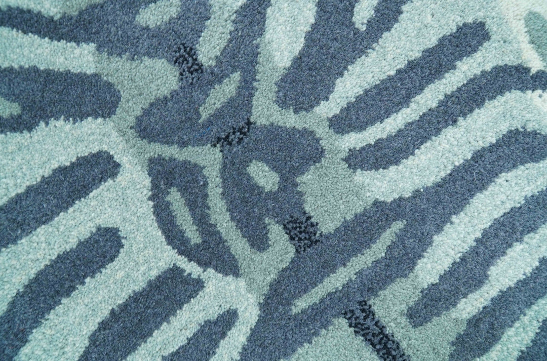 Animal Tiger Blue Hand Tufted 3x5 Wool Area Rug - The Rug Decor