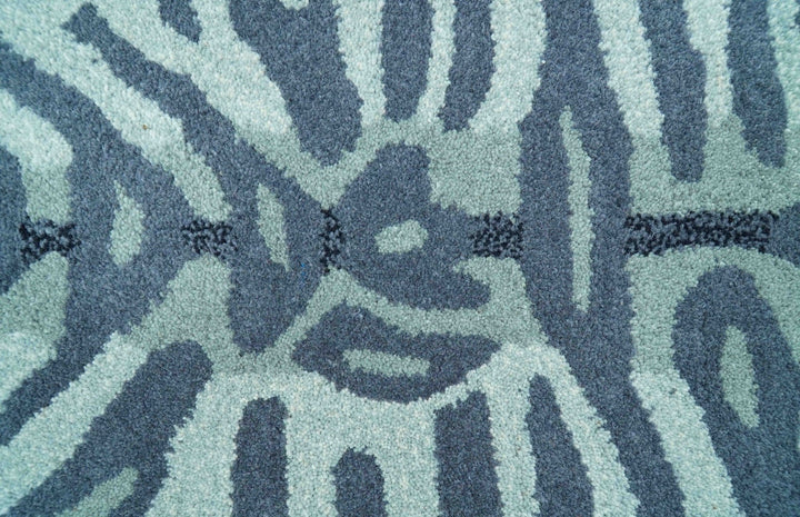 Animal Tiger Blue Hand Tufted 3x5 Wool Area Rug - The Rug Decor